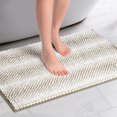 thumbnail image 2 of Unique Bargains Chenille Bathroom Rug Absorbent Non-Slip Striped Plush Shaggy Bath Rugs Khaki 20" x 32", 2 of 6