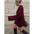 thumbnail image 1 of Nuevo Borgoña, suéter de punto pesado con cuello redondo para mujer, Jersey informal cálido de manga larga para mujer, jerséis de calle para mujer de otoño, 1 of 5
