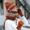 thumbnail image 2 of HESHENG Fleece Lined Women Beanie Knit Hat, Winter Scarf Mask Set, Girls Warm Hat Earmuffs Cap with Pom Scarf Glove 4Pcs Set, Caramel, 2 of 8