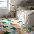 thumbnail image 5 of Pentantan 8ft x 10ft Shag Area Rugs for Living Room, Modern Grid Fluffy Bedroom Carpet, Pink & Green, 5 of 7