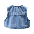 thumbnail image 4 of Edvintorg 18M-14Y Kids Jackets Girls 2026 Cute Embroidery Sleeveless Casual Denim Vest with Button Spring Fall Lightweight Jean Vest, 4 of 5