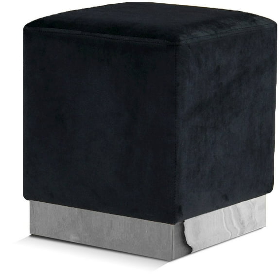 Meridian Furniture Jax Contemporary Velvet Ottoman/Stool in Black