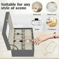 thumbnail image 4 of Bibana 12 Slot PU Leather Lockable Watch Storage Boxes, Men & Women Jewelry Display Drawer Case, 2-tier Organizer Watch Showcase with Glass Lid(Grey), 4 of 7