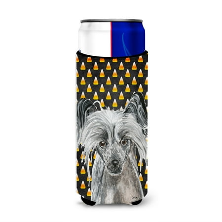 

Chinese Crested Halloween Candy Corn Ultra Beverage Insulators for slim cans