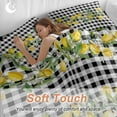 thumbnail image 4 of Queen 4 Piece Bedding Set Summer Lemon Leaf Black Buffalo Plaid Soft Breathable Duvet Cover and Pillowcase,Country Flower Watercolor Duvet Cover Set Bed Sheets for Bedroom Dormitory Guest Room, 4 of 9
