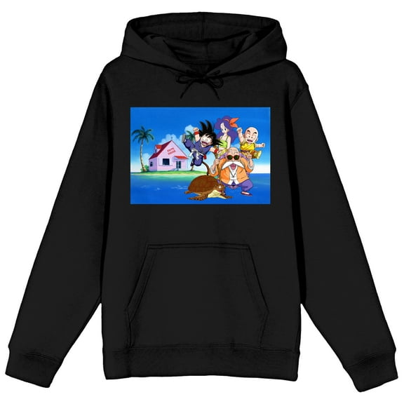 Dragon Ball Classic Sea Composition Art Long Sleeve Black Adult Hooded Sweatshirt-XL