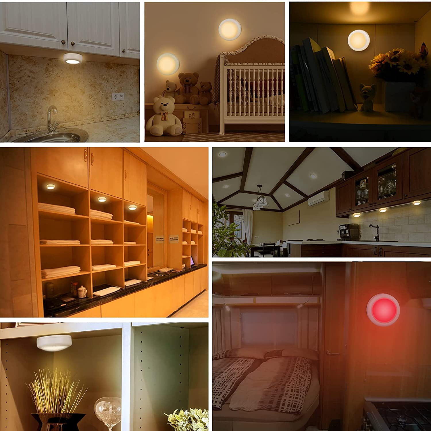 JJEAN-Puck Lights, 13 Colors Changeable LED Puck Lightings, Battery Powered Dimmable Under Cabinet Lights, Battery Operated Lights with 1 Remote Controls for Kitchen(3 Pack)