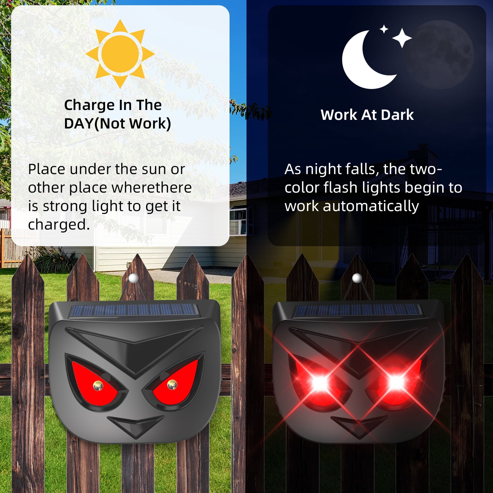 JahyElec Solar Animal Repeller, 4-pack with LED Lights for Outdoor Nighttime Protection Suitable for Repelling Coyotes Deer Cats from Yards