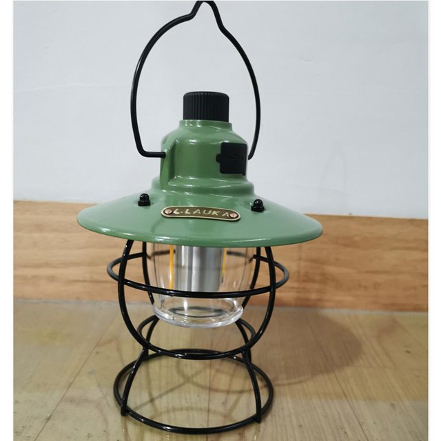 1 Unids Camping Lantern USB Recargable Linterna Tienda Retro Impermeable Metal Accs de luz 3 modos para Camping Pathway Deck Jardín Patio - verde Soledad Campings Light