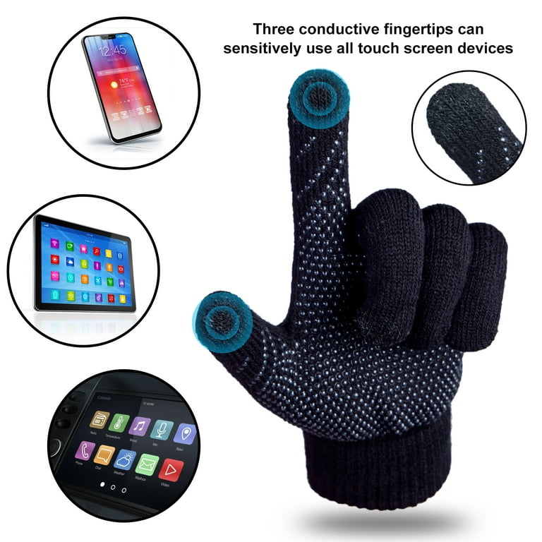 3-Piece Winter Set: Knit Beanie, Neck Warmer & Touchscreen Gloves For Women - Thick & Warm