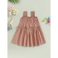 thumbnail image 5 of Arvbitana Baby Girls Summer Solid Color Casual Dresses Kids Sleeveless Sling Sundress Toddler Ruffle A-line Princess Dress for Party 3M-4T, 5 of 8