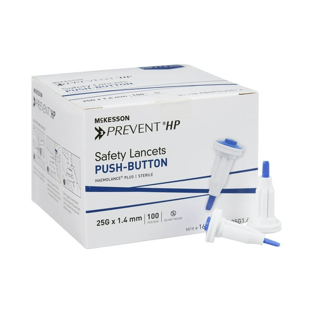 McKesson Safety Lancets for Diabetes Testing Sterile, PushButton 25G