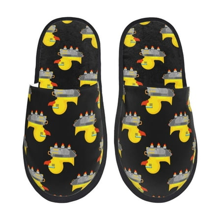 

House Slippers for Women and Men Cartoon Mechanical Cool Duck Comfy Fuzzy Bedroom Slippers Furry Home Shoes for Indoor Outdoor