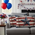thumbnail image 3 of 2 Pack Outdoor Waterproof Throw Pillows,Retro USA Flag Wood Texture Decorative Rectangle Pillow Case Patio Pillows for Chair Couch Sofa 20x12in, 3 of 9
