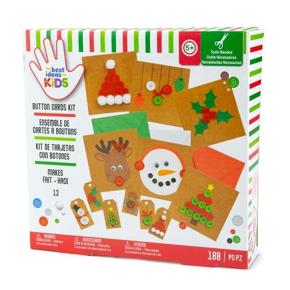 Colorbok Kids Christmas Holiday Card Kit-Button Craft