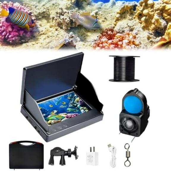 Colitted HD Underwater Fishing Camera, Real-Time Viewing Fish Camera for Fishing Gear Waterproof Portable 360-Degree Fish Finder with Night Vision, Baiting, and Catching Fish(5in-30m/66ft)