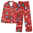thumbnail image 5 of VBTAPA Women's Pajama Sets 2024 Christmas Pjs Xmas Printed Long Sleeve Button Down Shirts and Pants 2 Piece Sleepwear Set Matching Pj Lounge Sets with Pockets Cyber and Monday DealsMulticolor S, 5 of 6