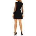 thumbnail image 3 of INSPIRE CHIC Women's Elegant Tie Neck Prom Mesh Sheer Panel Dots A-Line Mini Dress, 3 of 6