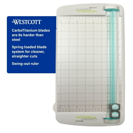 Westcott Carbo Titanium Paper Trimmer, 12", White, for Craft/Scrapbooking, 19.25" Length, 1-Count