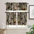thumbnail image 3 of Rustic Forest Curtain Set, Camouflage Hunting Tree Camo Deer Elk Bird Bear Window Valances and Tier Set for Kitchen Living Room, 54''x18'' & 27''x24''x2, 3 Panels, 3 of 5
