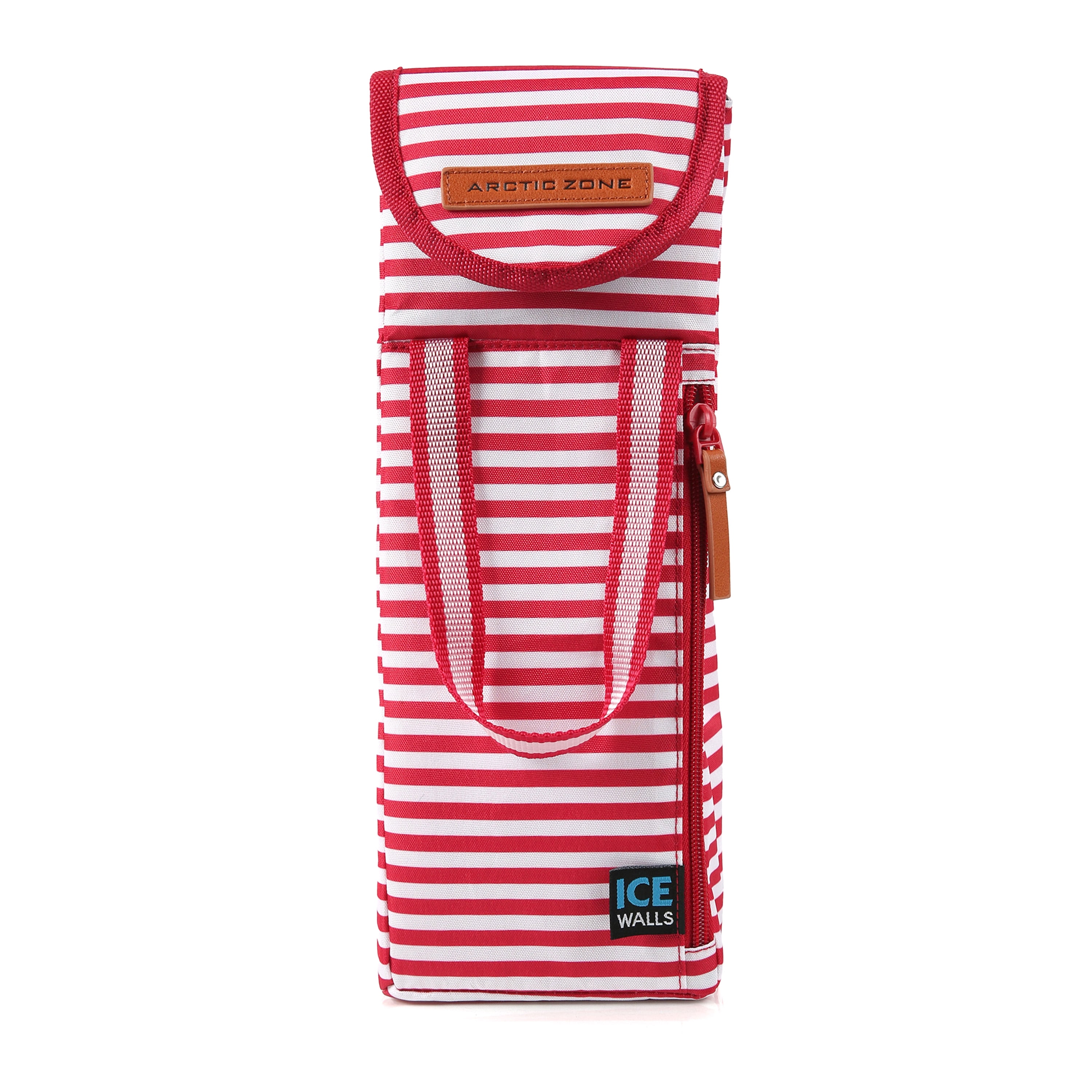 Arctic Zone Wine Tote Bag, Wine Bottle Carrier Bag, Red Stripes