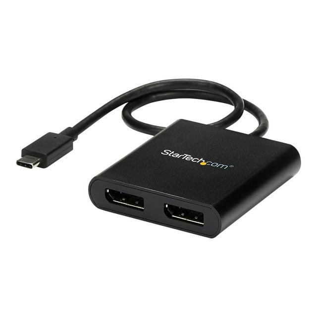 StarTech.com 2-Port Multi Monitor Adapter, USB-C to 2x DisplayPort 1.2 Video Splitter, USB Type-C to DP MST Hub, Dual 4K 30Hz or 1080p 60Hz, Compatible with Thunderbolt 3, Windows Only - Multi Stream Transport (MSTCDP122DP) - DisplayPort adapter - 24 pin USB-C (M) to DisplayPort (F) - Displayport 1.2/Thunderbolt 3 - 127 ft - USB power, 4K30Hz (3840 x 2160) support, 2560 x 1600 (WQXGA) support 60Hz - black - for P/N: BNDTB10GI, BNDTB210GSFP, BNDTB310GNDP, BNDTB410GSFP, BNDTB4M2E1, BNDTBUSB3142