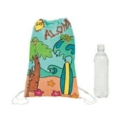 Color Your Own Tropical Canvas Backpacks - Craft Kits - 12 Pieces