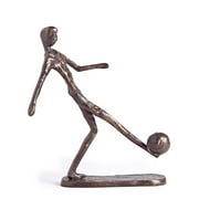 Handcrafted Cast Bronze Soccer Player Kicking Ball Sculpture