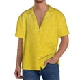 thumbnail image 3 of Balery Yellow Glitter Men's Casual Button Down Shirt Short Sleeve Textured Summer Cuban Beach Shirts-4X-Large, 3 of 7