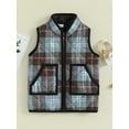 thumbnail image 2 of Wassery Kids Boys Girls Fall Vest Jacket 3T 4T 5T 6T 7T 8T 9T Big Boys Girls Sleeveless Stand Collar Plaid  Waistcoat Autumn Warm Tank Coat for Children Boys Girls, 2 of 9
