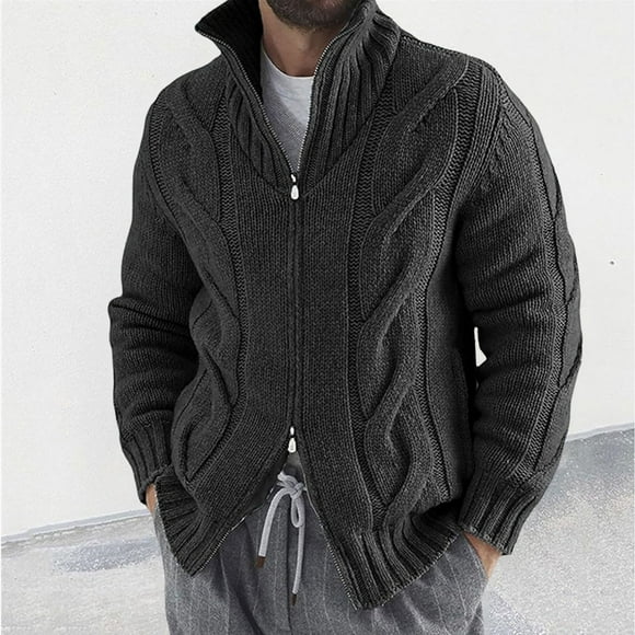 Knit Sweater Shirt for Mens Stand Collar Long Sleeve Blouses Full Zipper Velvet Knit Sweater Relaxed Fit Tunics Blouses Comfort Casual Pullover Sweater Blouses Golf Joggers Blouses