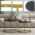 thumbnail image 6 of Peispie 27.6" Round Nesting Coffee Table Set of 2, Modern Stacking End Tables with Sturdy Metal Frame, Faux Marble & Industrial Wood Accent Side Tables for Living Room Bedroom, Black Gold, 6 of 8