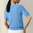 thumbnail image 4 of Breezora Womens Soft Stretch Round Neck Short Sleeve T Shirt Solid Color Easy Care Comfort Fit Top XL Size Blue, 4 of 6