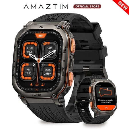 2024 AMAZTIM TANK M3 Ultra GPS Smart Watch Men 480mAh Waterproof for Android IOS