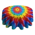 thumbnail image 4 of Colorful Rainbow Tie Dye Spiral Pattern Round Tablecloth 60"x60",Wrinkle Wipeable Table Cloth for Kitchen Dining Room Picnic Patio Party, 4 of 6