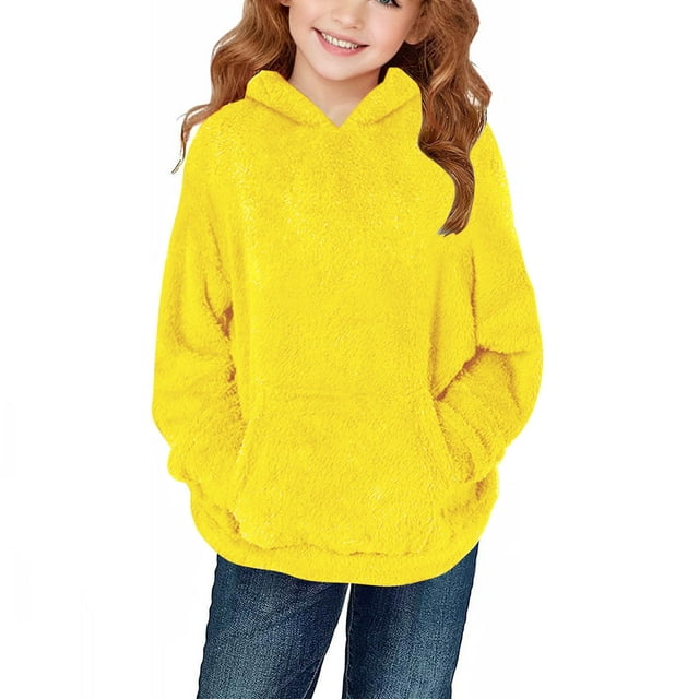 RXMEKW Girls Fleece Jacket,Middle Big Girls Hooded Sweatshirt Long Sleeve Pullover Kids Fleece Jacket