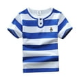 thumbnail image 1 of Royal Blue T-Shirts de Course Décontractés Athlétiques pour Garçons et Filles Automne Été Manches Courtes Col Henley Hauts Graphiques Rayés Enfants 2025 12-13 Ans, 1 of 3