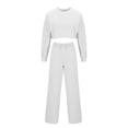 thumbnail image 3 of XFLWAM 2 Piece Outfits for Women Sweatsuit Oversized Long Sleeve Crop Sweatshirt Casual Fall Sets Solid Color Cozy Tacksuit Set, 3 of 5
