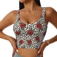 thumbnail image 2 of Picia Leopard Print Rose Sports Bra for Women,Padded Strappy Sports Bras Medium Support Yoga Bra with Removable Cups,Running Yoga Bra-, 2 of 9