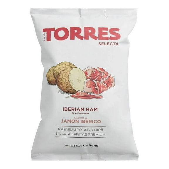 Torres Selecta Iberian Ham Premium Potato Chips 5.29 oz. Pack of 4