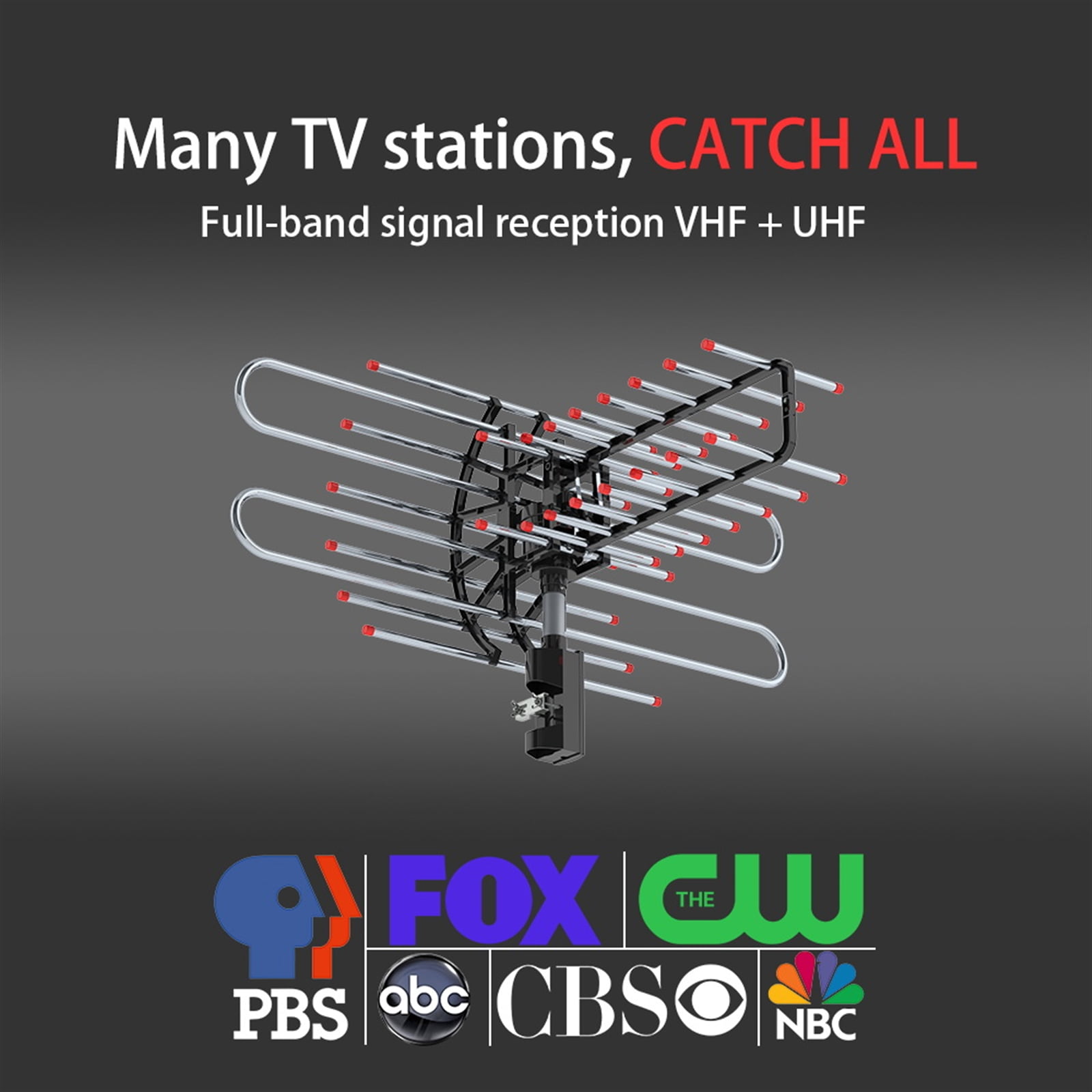 Plus 360°Rotation UV Dual Frequency 45-860MHz 22-38dB 42.65ft cable Outdoor Antenna