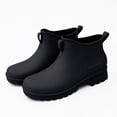 thumbnail image 5 of Women Fashion Low Ankle Slip on Rain Boots Waterproof Anti-Slip Deep Lug Sole Short Wellies Lightweight Footwear for Rainy Commute, Garden Yard Work Black 10(44), 5 of 6