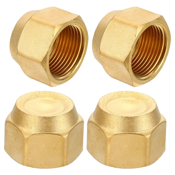 Tapa de sello de latón Uxcell, accesorio de tubo SAE de 45 grados, accesorios de tubería hexagonales femeninos de 3/4" 4