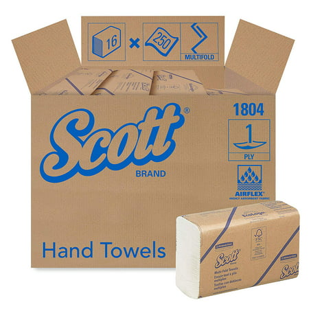 Scott Essential Multifold Paper Towels (01804) with Fast-Drying Absorbency Pockets, White, 16 Packs / Case, 250 Multifold Towels / Pack, Each.., By KimberlyClark