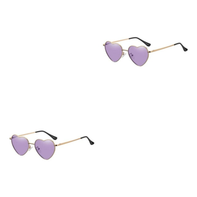 Minnieouse Impresionantes gafas de sol en forma de corazón de PVC con lente Tac Accesorio de moda Gafas de sol en forma de corazón púrpura púrpura 2Conjunto
