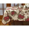 thumbnail image 2 of Violet Linen European Christmas Poinsettia Garden Pattern, Polyester Woven Printed Fabric, Beige, 60 Inch Round, Seats 4 to 6 people, Tablecloths, 2 of 3