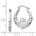thumbnail image 3 of 14k White Gold Claddagh Hoop Earrings Celtic, 3 of 7