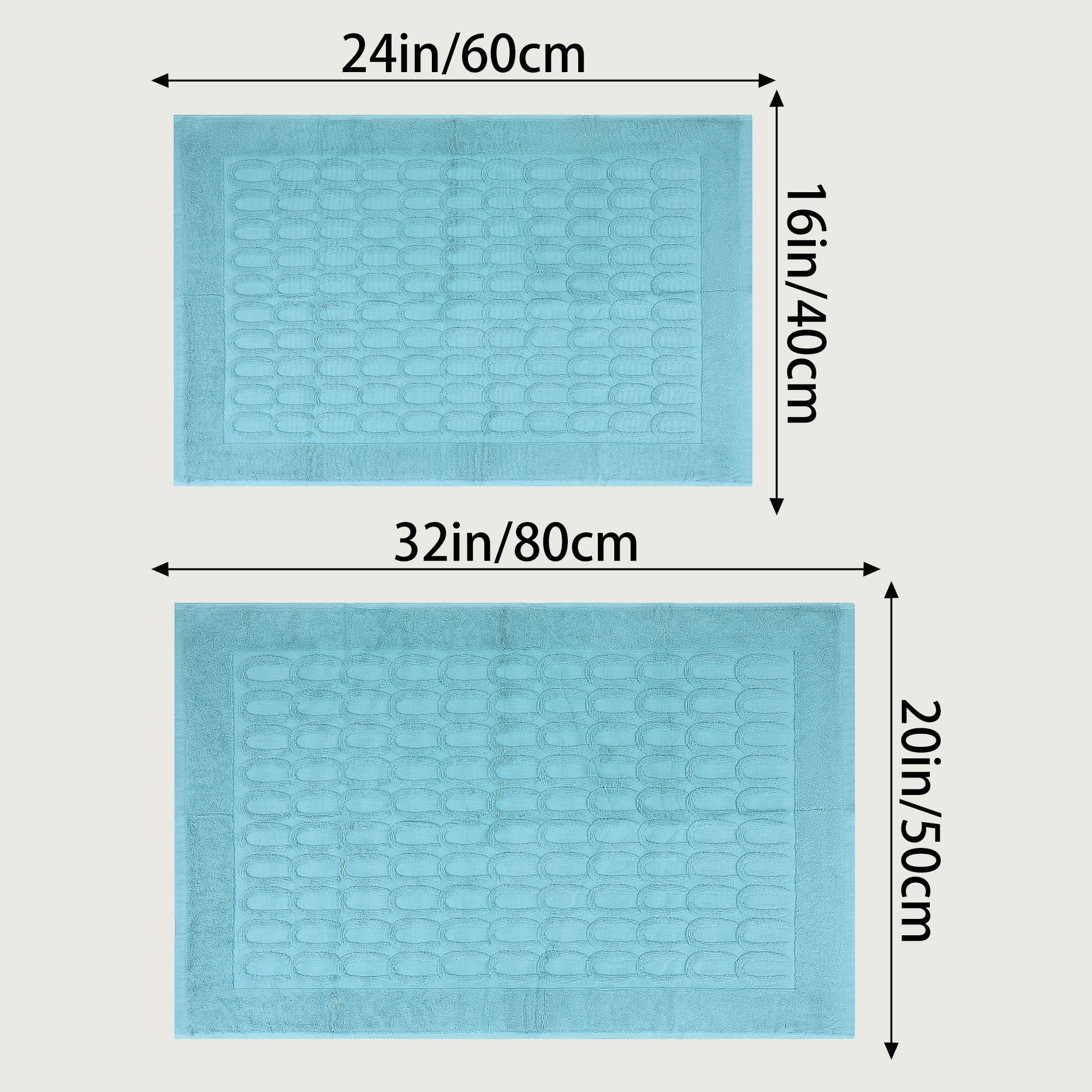 Unique Bargains Washable Textured Cotton Bath Rug Water Absorbent Mat Light Blue 20" x 32"