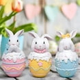 thumbnail image 2 of Hodao Easter Bunny Egg Figurine Set (3-Piece) – Pastel Indoor Home Decor Ornaments for Bedroom, Living Room Decorations & Festive Gift, 2 of 5