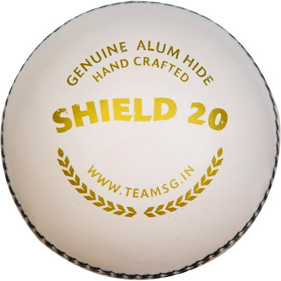 SG Cricket Shield 20 Premium Leather Ball (White Color)